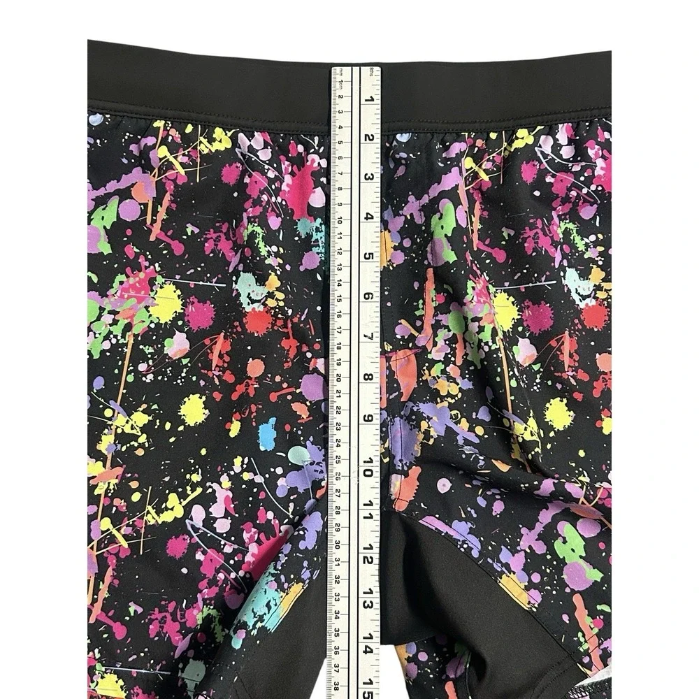 Tachuntfish THF Athletic Shorts Neon Paint  Splatter Men's Large Performance Gym
